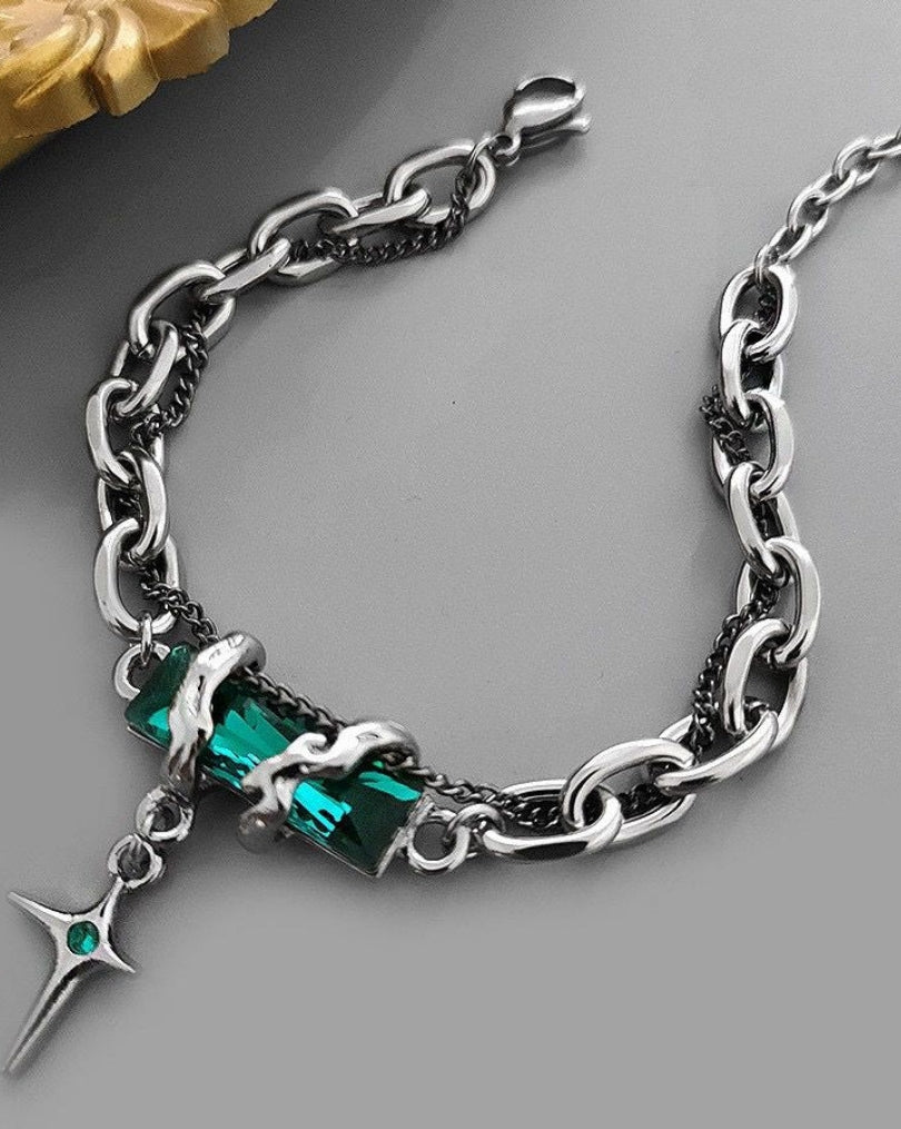 OBSIDIAN Green Dual Chain Bracelet