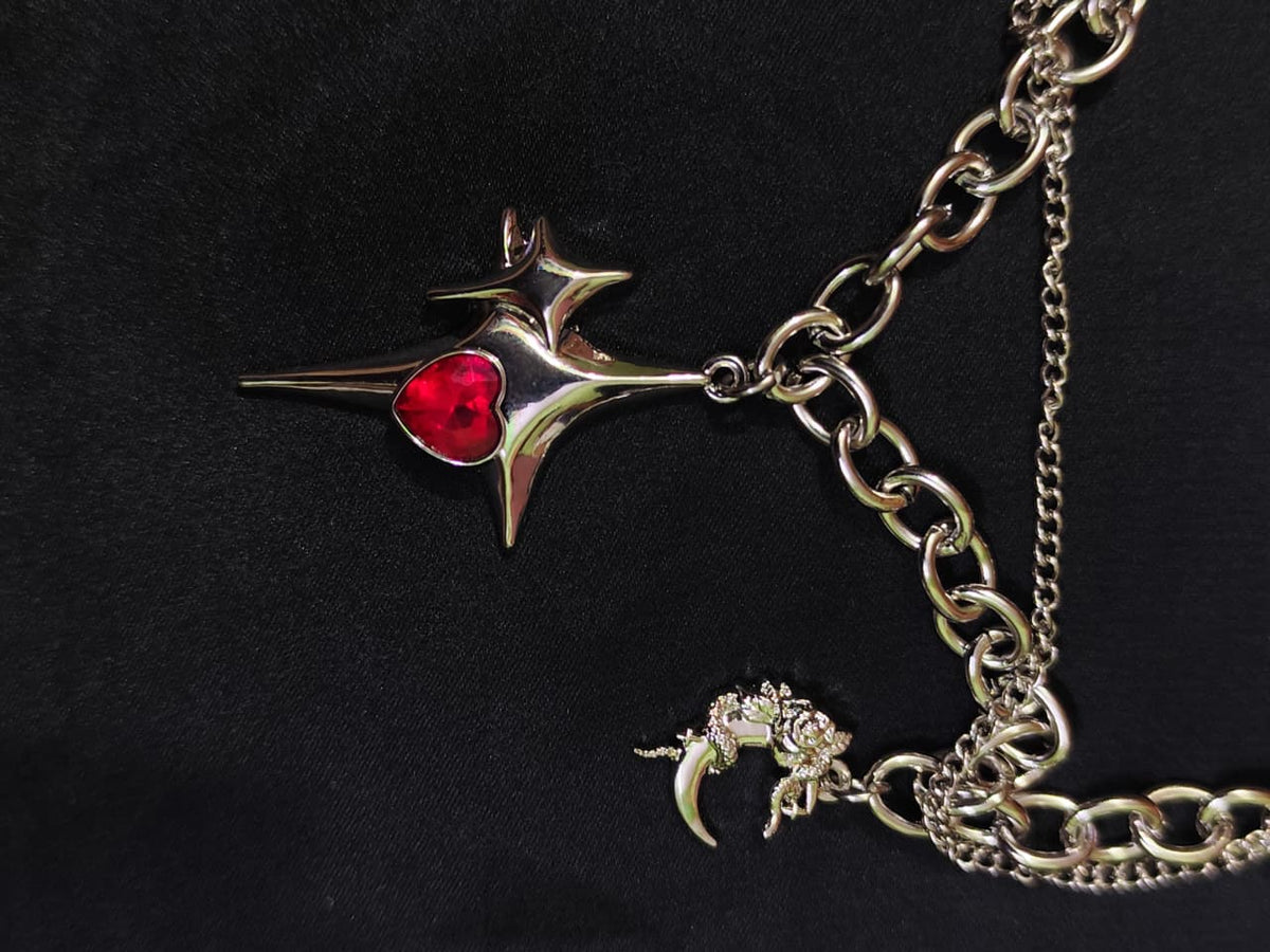 Crimson Eclipse Dual-Chain Necklace